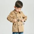 Kids Boys Trench Coat Long Sleeve Khaki Plain Pocket Fall Spring Active Daily 2-12 Years