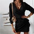 Women's Sheath Dress Wrap Dress Mini Dress Black Pink Army Green Long Sleeve Pure Color Ruched Summer Spring V Neck Elegant Winter Dress Fall Dress 2023 S M L XL XXL 3XL