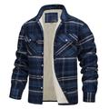 Men's Shirt Jacket Casual Jacket Shacket Outdoor Daily Wear Warm Fall Winter Plaid Fashion Streetwear Lapel Regular Black Wine Blue Orange Green Jacket