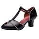 Women's Latin Shoes Performance Party Party Evening Retro Party Heels Mary Jane Fashion Party / Evening Soft Low Heel Cuban Heel Round Toe Ankle Strap Adults' Black