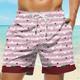 Men's Board Shorts Swim Shorts Swim Trunks Drawstring with Mesh lining Elastic Waist Stripe Flower / Floral Quick Dry Short Holiday Beach Hawaiian Casual Pink Blue Micro-elastic