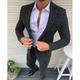Men's Set Suits Blazer Business Cocktail Party Wedding Party 2 Piece Fashion Casual Spring Fall Polyester Stripes Pocket Casual / Daily Single Breasted Blazer Black White Orange