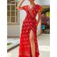 Women's Casual Dress Wrap Dress A Line Dress Floral Print V Neck Long Dress Maxi Dress Bohemia Boho Vacation Short Sleeve Summer