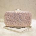 Women's Clutch Bags Faux Leather Formal Wedding Party Sequin Chain Glitter Shine White Pink