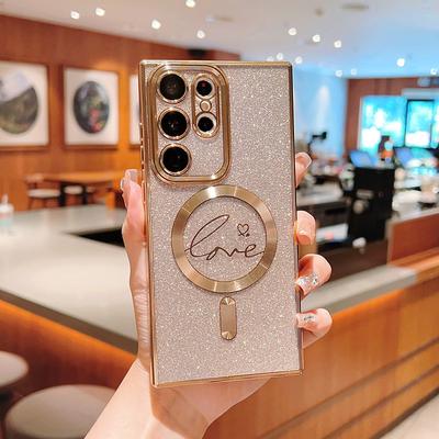 Phone Case For Samsung Galaxy S25 S24 S23 S22 S21 Ultra Plus Back Cover Magnetic Adsorption With Magsafe Support Wireless Charging Non-Yellowing Bling Glitter Shiny TPU
