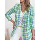 Women's Blazer Plaid Formal Business Office Blazer Suit Spring Casual Jacket Summer Long Sleeve Fall Yellow S