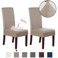 Dining Chair Cover Stretch Chair Seat Slipcover Suede Water Repellent Soft Plain Solid Color Durable Washable Furniture Protector For Dining Room Party