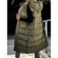 Women's Puffer Vest Long Winter Coat Sleeveless Hooded Jacket Thermal Warm Parka Windproof Gilet Zipper Outerwear Fall