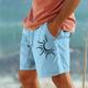 Men's Cotton Shorts Summer Shorts Casual Shorts Drawstring Elastic Waist Front Pocket Sun Graphic Prints Breathable Soft Short Outdoor Casual Daily Ethnic Style Retro Vintage White Blue Micro-elastic
