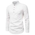 Men's Shirt Linen Shirt Cotton Linen Shirt Summer Shirt Beach Shirt Black White Red Long Sleeve Plain Standing Collar Spring Fall Hawaiian Holiday Clothing Apparel Button-Down