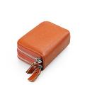 RFID Blocking Leather Coin Purse Twin Golden Metal Zippers Sectioned Concertina 9 Credit Card Case 4 Pocket money Case