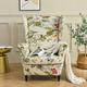 1 Set of 2 Pieces Floral Printed Stretch Wingback Chair Cover Wing Chair Slipcovers Spandex Fabric Wingback Armchair Covers with Elastic Bottom for Living Room Bedroom Decor