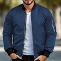 Men's Bomber Jacket Varsity Jacket Sport Coat Outdoor Sports Warm Pocket Fall Winter Plain Fashion Streetwear Stand Collar Regular Ocean Blue Red White Green Khaki Jacket