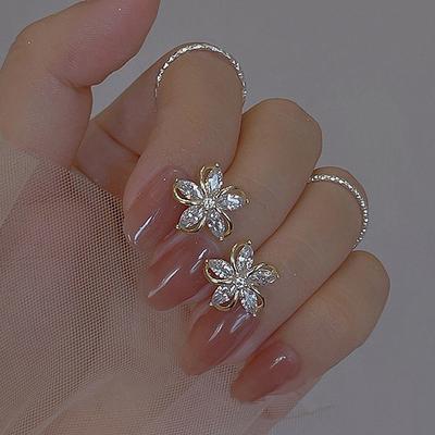Stud Earrings Classic Floral Earrings Jewelry Gold For Wedding Party Daily