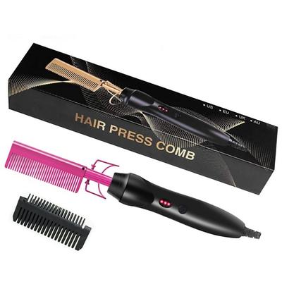 2 in 1 Hot Comb Hair Straightener Flat Irons Straightening Wet Dry Dual Use Brush Electric Heating Comb Hair Straight Styler Hair Curler