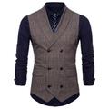 Men's Vest Suit Vest Waistcoat Wedding Work Business Holiday Formal Gentle Spring Fall Polyester Plaid Shirt Collar Slim Brown Light Grey Dark Gray Vest