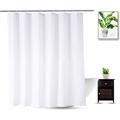 White Shower Curtain Liner White Water Repellent Weighted Fabric Shower Liner for Bathroom Hotel Spa, Odorless, Washable
