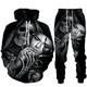 Men's Tracksuit Hoodies Set Black Blue Orange Dark Gray Gray Hooded Graphic Skull Skeleton 2 Piece Print Sports Outdoor Casual Sports 3D Print Streetwear Designer Basic Spring Fall Clothing Apparel