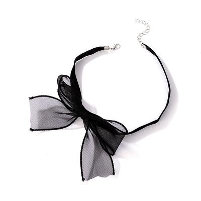 sexy black lace bow-knot collar choker necklace soft velvet suede choker tie cravat jewelry gift for women teens girls (black)