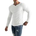 Men's T shirt Tee Ribbed Knit tee Tee Top Long Sleeve Shirt Plain Pit Strip V Neck Street Vacation Long Sleeve Knitting Clothing Apparel Fashion Designer Basic