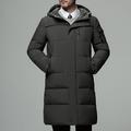 Men's Winter Coat Down Jacket Cardigan Long Daily Wear Vacation To-Go Casual / Daily Winter Solid / Plain Color Black Green Gray Puffer Jacket