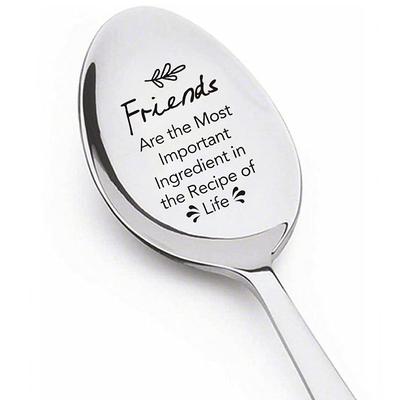 Funny Friendship Spoon Engraved Stainless Steel For Men Best Friends, Coffee Ice Cream Dessert Cereal Spoon, Perfect For Birthday Valentine Gifts, Party Spoon, Party Gifts