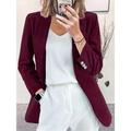 Women's Corduroy Jacket Blazer Formal Button Solid Color Windproof Fashion Regular Fit Outerwear Long Sleeve Fall claret S