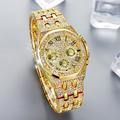 Men Quartz Watch Large Dial Rhinestone Business Chronograph Decoration Stainless Steel Watch