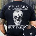 Skull Mens 3D Shirt For My Scars Tell Story They Are Reminders Of Times Green Summer Cotton Graphic Prints Black Wine Navy Blue Tee Casual Style Men'S Blend Basic Modern Contemporary Short