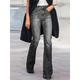 Women's Flare Jeans Bootcut Bell Bottom Full Length Denim Pocket Micro-elastic Mid Waist Fashion Streetwear Street Daily Black Blue S M Summer Fall