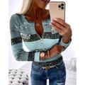 Women's T shirt Tee Color Block Daily Weekend Print Quarter Zip Pink Long Sleeve Fashion Round Neck Half Zip Spring Fall