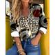 Women's Shirt Blouse Leopard Casual Button Print Black Long Sleeve Fashion Shirt Collar Spring Fall