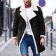 Men's Shearling Coat Winter Jacket Winter Coat Sherpa jacket Thermal Warm Windproof Warm Daily Going out Single Breasted Turndown Streetwear Casual Jacket Outerwear Color Block Patchwork Pocket Black