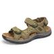 Men's Sandals Outdoor Hiking Sandals Comfort Sandals Hand Stitching Hiking Casual Beach Daily Beach Cowhide Waterproof Breathable Comfortable Magic Tape dark brown Khaki green khaki green A Summer