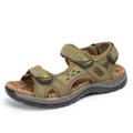 Men's Sandals Outdoor Hiking Sandals Comfort Sandals Hand Stitching Hiking Casual Beach Daily Beach Cowhide Waterproof Breathable Comfortable Magic Tape dark brown Khaki green khaki green A Summer