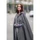 Women's Coat Cloak / Capes Carnival Party Christmas Fall Winter Long Coat Loose Fit Windproof Stylish Vintage Style Chic Modern Jacket Sleeveless Solid Color Pure Color Layered Black Blue Green