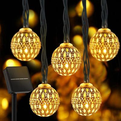 Solar Moroccan String Lights Globe Fairy Lights Outdoor Waterproof 8 Lighting Modes 5m 7m 10m String Lights 20/30/50 LEDs EL Warm White RGB White Creative String Lights Holiday Lights Party Wedding