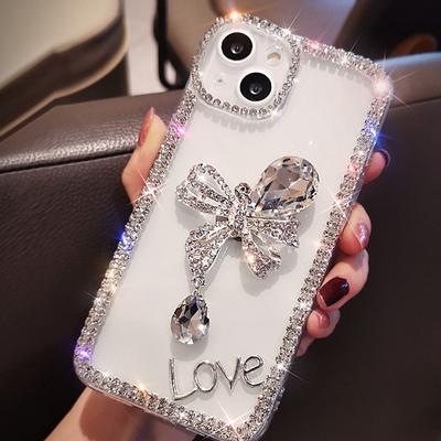 Phone Case For iPhone 16 iPhone 15 Pro Max Plus iPhone 14 13 12 11 Pro Max Mini X XR XS Max 8 7 Plus Back Cover Crystal Clear for Women Girl Bling Glitter Shiny Shockproof Butterfly Rhinestone