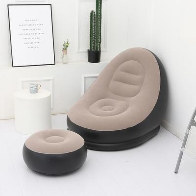 Inflatable Lounge Chair for Adults, Folding Portable Lazy Sofa with Foot Stool Lazy Flocking Recliner Chair Air Couch Sofa for Indoor Livingroom Gaming Bedroom Office Balcony, Outdoor Travel Camping