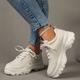 Women's Sneakers White Shoes Height Increasing Shoes Platform Sneakers Dad Shoes Work Daily Solid Color Tassel Platform Wedge Heel Round Toe Fashion Casual Running Walking PU Lace-up Black White