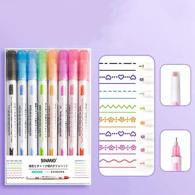 3/6pcs Colorful Cute Pattern Lace Quick Dry Highlighter Linear Pens For Marking Decoration Material Handmade Craft DIY