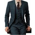 Green/Black/Dark Navy Men's Tweed Wedding Suits Vintage 3 Piece Plus Size Solid Colored Slim Fit Single Breasted One-button 2024