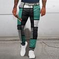 Plaid Geometry Business Men's 3D Print Pants Trousers Outdoor Street Wear to work Polyester Dark Red Blue Green S M L Mid Waist Elasticity Pants