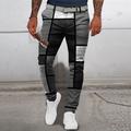 Plaid Geometry Business Men's 3D Print Pants Trousers Outdoor Street Wear to work Polyester Dark Red Blue Green S M L Mid Waist Elasticity Pants