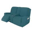 Stretch Reclining Love Seat with Middle Console Slipcover Recliner Loveseat Sofa Cover with Side Pocket(3 Armrest Cover,3 Backrest,2 Seat Cover)