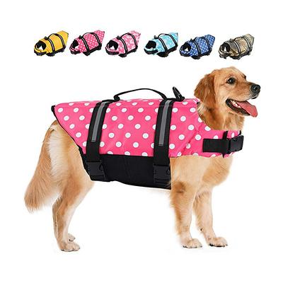 Dog Life Jackets, Reflective Adjustable Preserver Vest with Enhanced Buoyancy Rescue Handle for Swimming