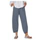 Women's Linen Pants Chinos Pants Trousers Cotton Plain Side Pockets Baggy Ankle-Length Mid Waist Fashion Casual Weekend Navy Blue khaki S M