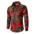 Men's Shirt Paisley Tribal Long Sleeve Graphic Shirt Collar Green Red Street Daily Tops Basic Vintage Designer Fashion Cool