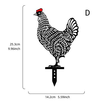 Rooster Animal Stakes, Chicken Family Garden Silhouette Yard Art, Hollow Out Animal Shape Decor for Outdoor-for Lawns Backyard