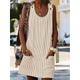 Women's Tank Dress Summer Dress Print Dress Stripe Button Print Crew Neck Midi Dress Daily Date Sleeveless Summer Spring